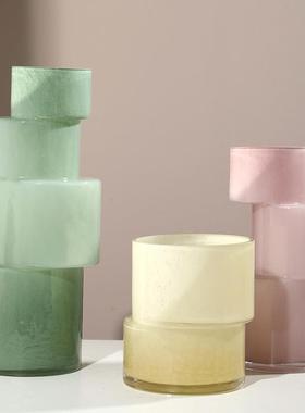 不规则错色竹节彩色玻璃花瓶摆件简约ins家居玄关客厅装饰花器摆