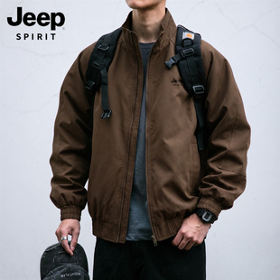 JEEP吉普美式宽松休闲飞行员夹克外套男士2026秋季新款工装上衣L