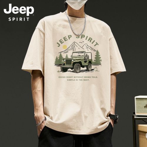 JEEPSPIRIT夏季新款纯棉圆领短T