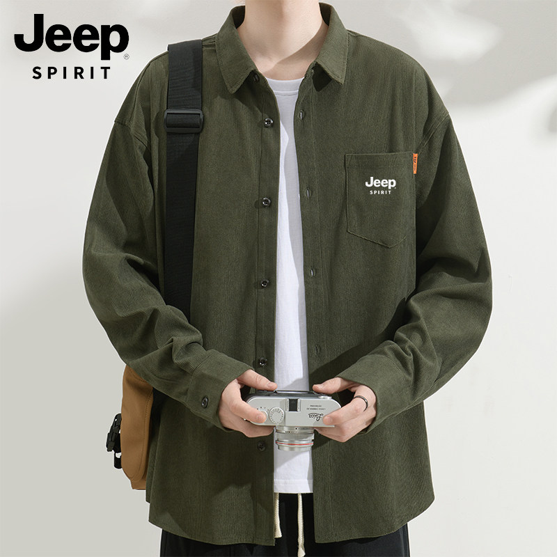 吉普JEEP灯芯绒衬衫男款2026秋季新款内搭衬衣古巴领工装外套男R图片