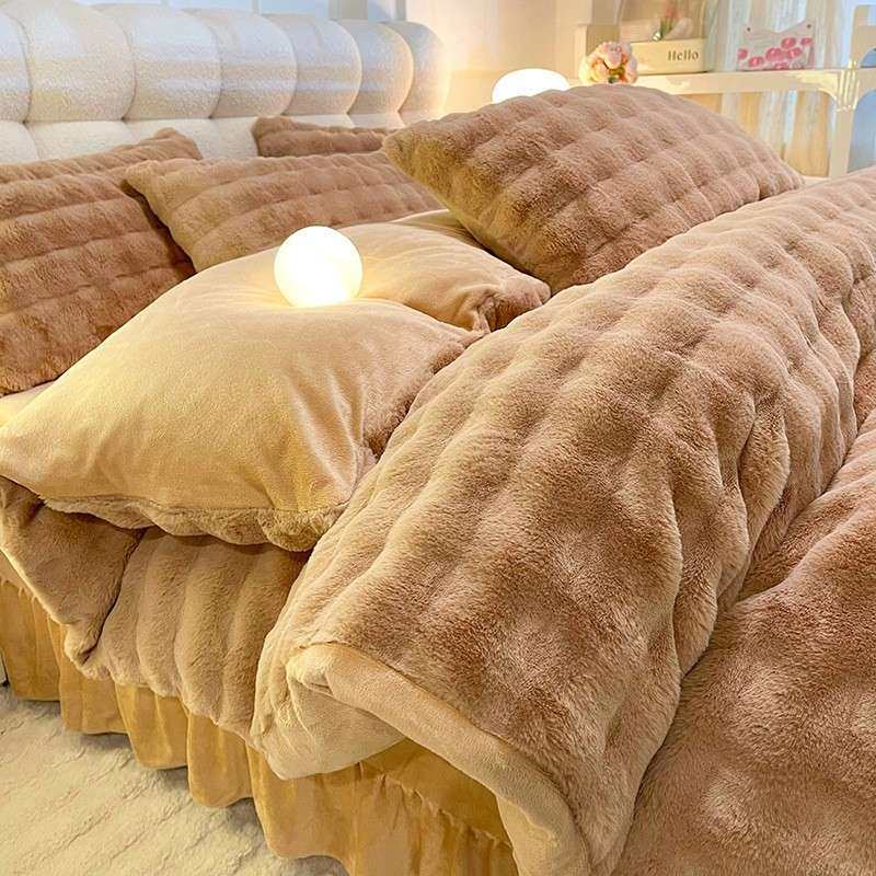 季兔兔绒绒加厚床上床裙四件公主风241022HT加三件套绒珊瑚绒床单,床上用品,床品套件/四件套/多件套,淘宝优惠券,粉丝福利购,淘宝优惠卷