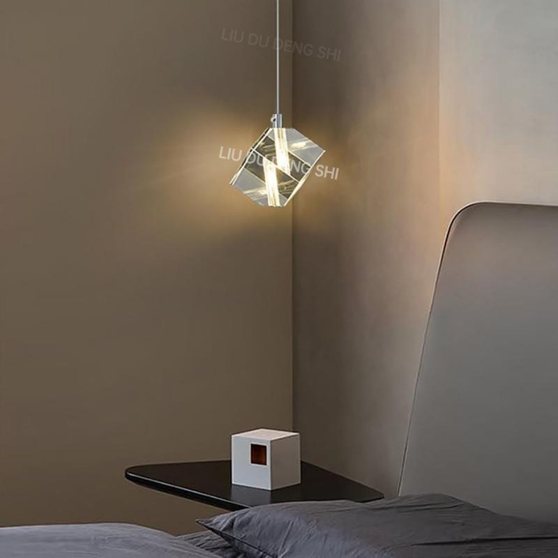 轻奢水晶小吊灯代客厅背景卧室238床头极简后简术约现全铜艺长线