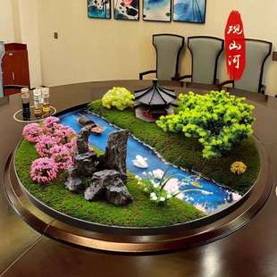 店大圆桌中间转盘摆桌花餐桌摆摆件中式桌花创意637桌酒芯装饰品