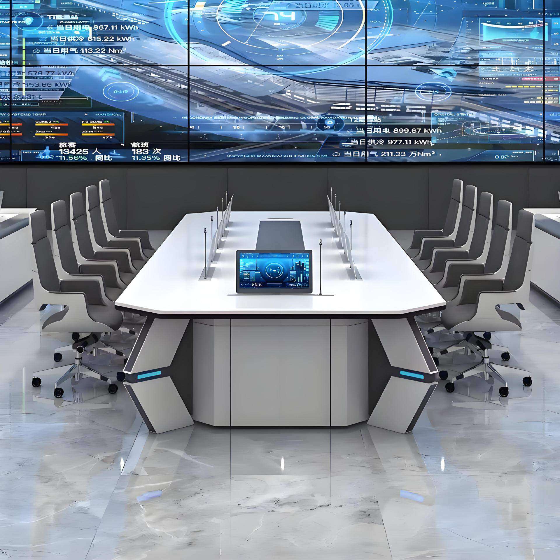 集操控台监控室可定指挥控制台U型智能多功能会议桌烤漆颜色尺寸