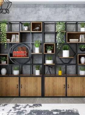 铁艺展示隔置架物架书柜客断厅书GB168809架镂空柜办公室工业风落