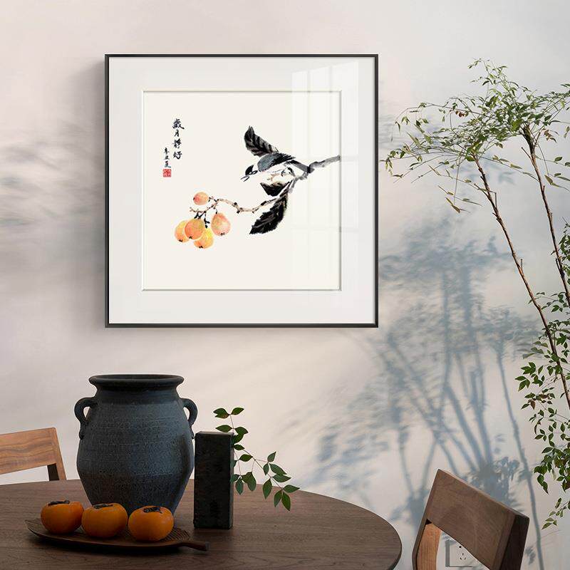 岁月静新中式好禅意花鸟装客QZ202112书厅饰画中国风梅花壁画民宿