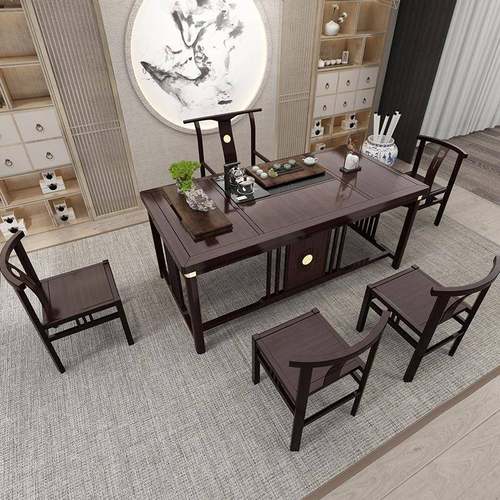 新中式茶台桌椅组SSK合实木茶桌全套桌茶全套家用套装禅一体意泡