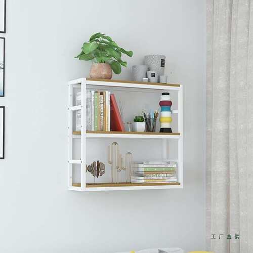 墙置物架简约客厅上架壁挂铁艺书酒家架用桌面装饰收纳架挂F96S67