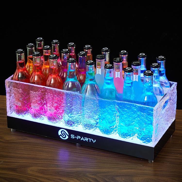 发光冰桶l香ed啤酒冰桶框酒吧槟桶鸡尾筐酒块桶冰粒派F96J795H对k