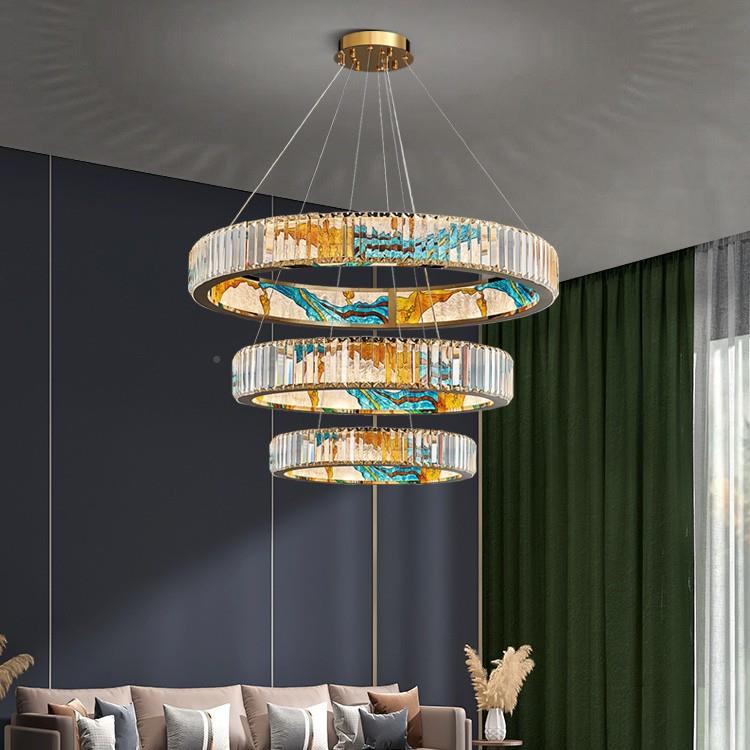 新款简874轻奢水E晶餐吊餐厅长方形约轻奢L一D吊灯吧台字高档餐厅