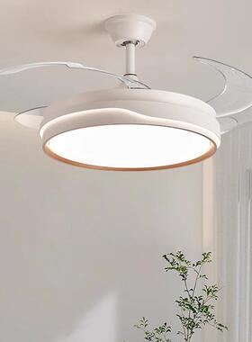 卧室风OUK扇灯2油025新款奶风体简约现代隐形房中间灯一吊扇灯山