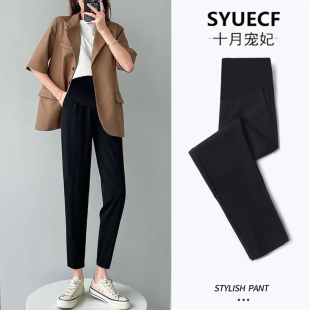 2B023夏季 外穿九分烟管裤 新款 时尚 孕妇裤 黑色小脚西装 子春秋薄款