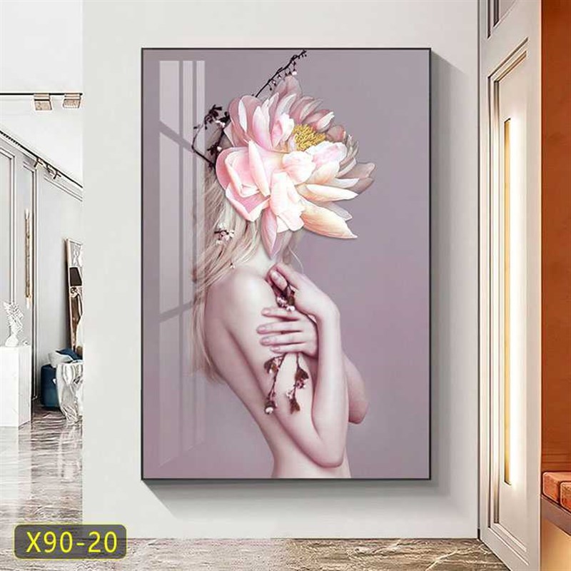 创意人物挂画发廊墙面p装饰画美容院高级感客厅走廊壁画高清晶瓷图片