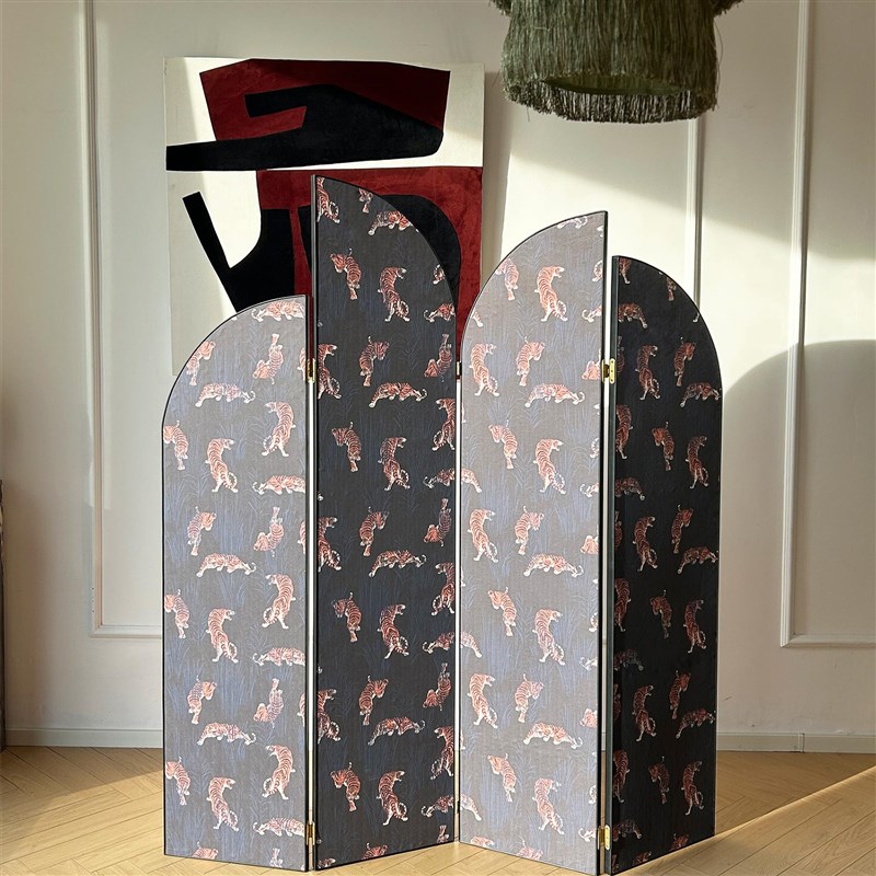 法式屏风隔断客厅侘寂风沙发装饰背景墙卧室折叠移动遮挡床边折屏
