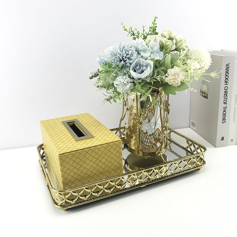 欧式现代金属花艺花瓶客厅北欧轻奢餐桌养花插花酒店装饰玻璃摆件