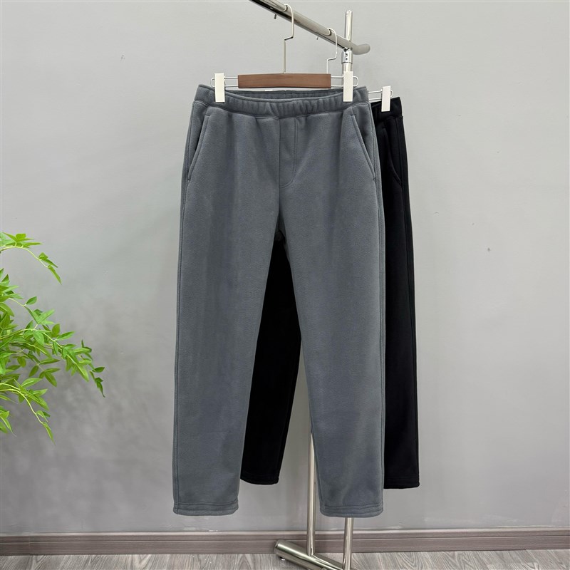 摇粒绒长裤加绒加厚保暖休闲裤子双层抓绒直筒运动男裤百搭卫裤冬