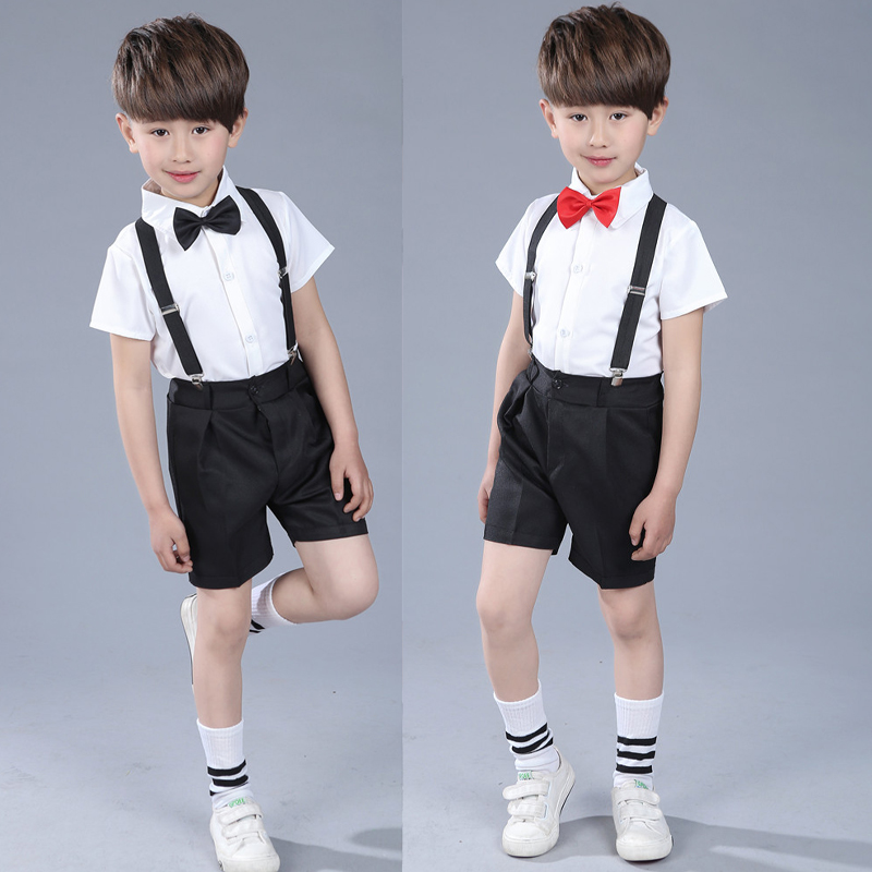 男童西装短裤g背带套装夏季幼儿园学生毕业拍照合唱演出服花童礼