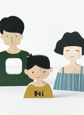 现代简约样板间儿童房软装摆件售楼处儿童桌面创意搭配家人装饰品