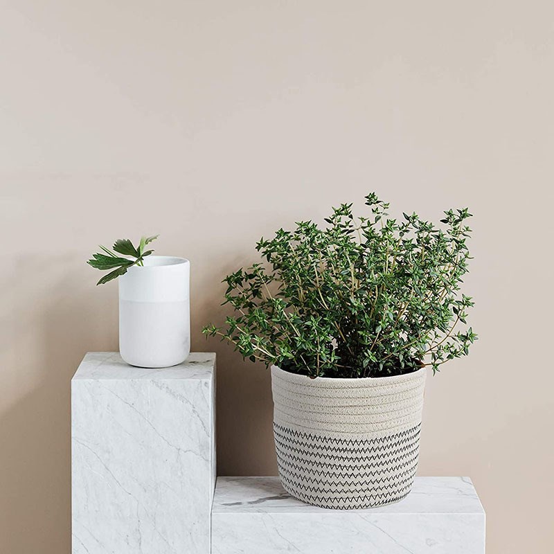 置物篮子小吊篮壁挂棉绳手工编织藤条装饰挂墙Q容器厨房家庭储物