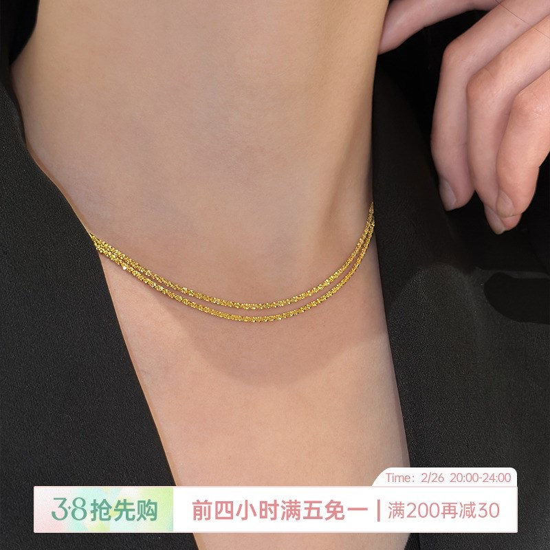 金色纯银素链项链锁骨链轻奢小众高级感气质颈链配饰2025新款爆款