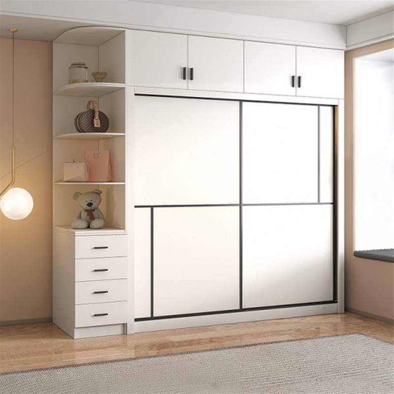 推拉门衣柜2023年新款简约现代组装白色双门衣柜移门卧室家用衣橱