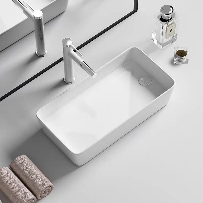 洗手盆侧边排水台上盆陶瓷单盆阳台洗衣机左右下水加深家用洗脸盆