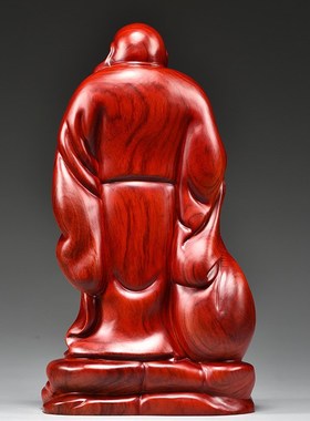 红色实木雕刻大号布袋大肚v弥勒笑佛像摆件家居客厅装饰红木工艺