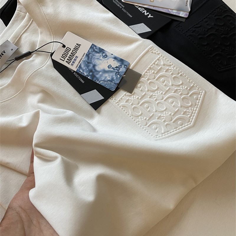 【品质级 3D立体钢印】垂顺软糯液氨丝光棉高端短袖T恤字母上衣潮