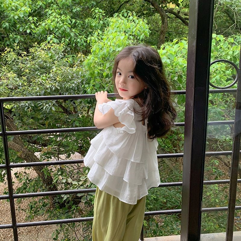 女套装童娃娃衫上衣夏季2024新款薄款儿童防蚊裤两件套洋气两件套