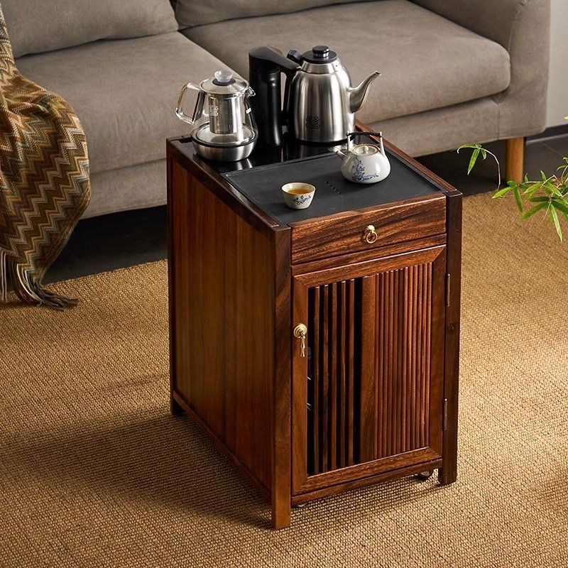胡桃木茶水柜家用k可移动水吧台中式实木茶台烧水茶桌边柜茶具茶