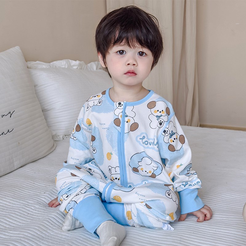 儿童连体睡衣春秋款男童纯棉防着凉1一3岁半宝宝秋冬女童连身睡袋