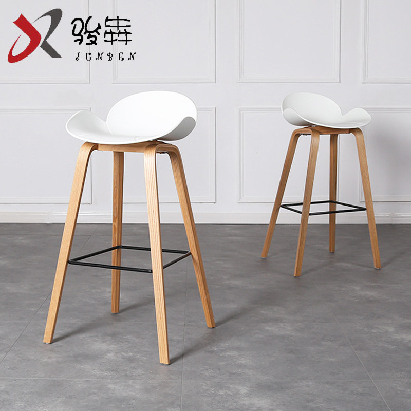 实木吧椅现代简约个性家用高脚凳北欧创意把套凳子前台收银酒吧椅