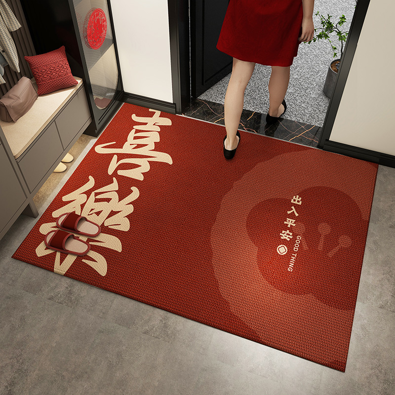 高级入户门地垫新款进门地毯家用脚垫防滑入户门垫红色喜庆入户垫
