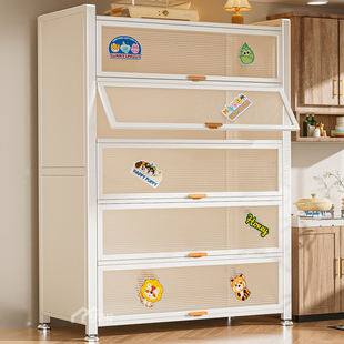 厨房置物架落地多层收纳柜子微波炉家用带门多功能橱柜防尘储物柜