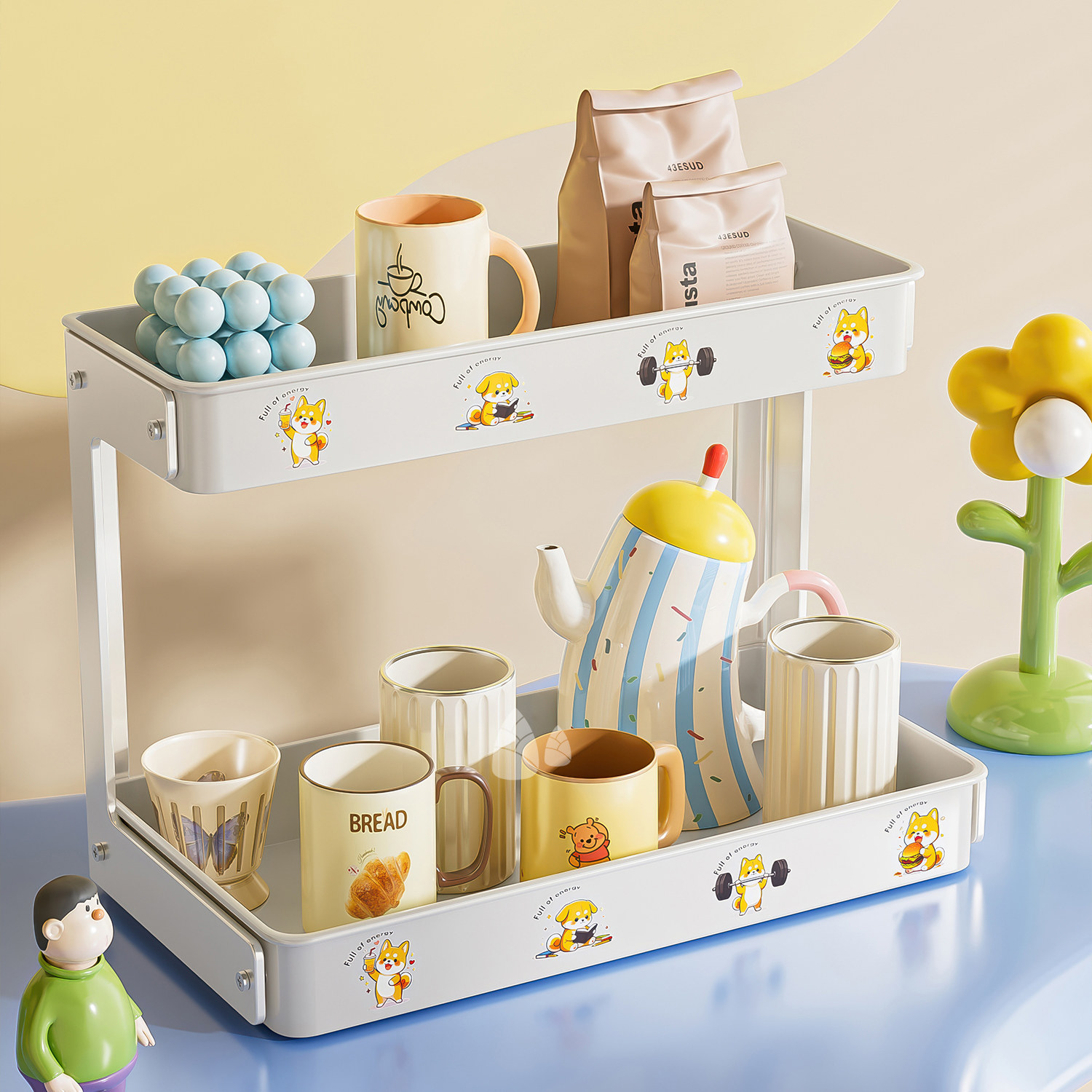 多巴胺水杯置物架轻奢高级感托盘杯子收纳置物架厨房桌面茶杯架子