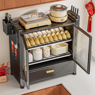 厨房多功能置物架子多层台置式碗盘沥水架碗架家用碗柜碗筷收纳盒