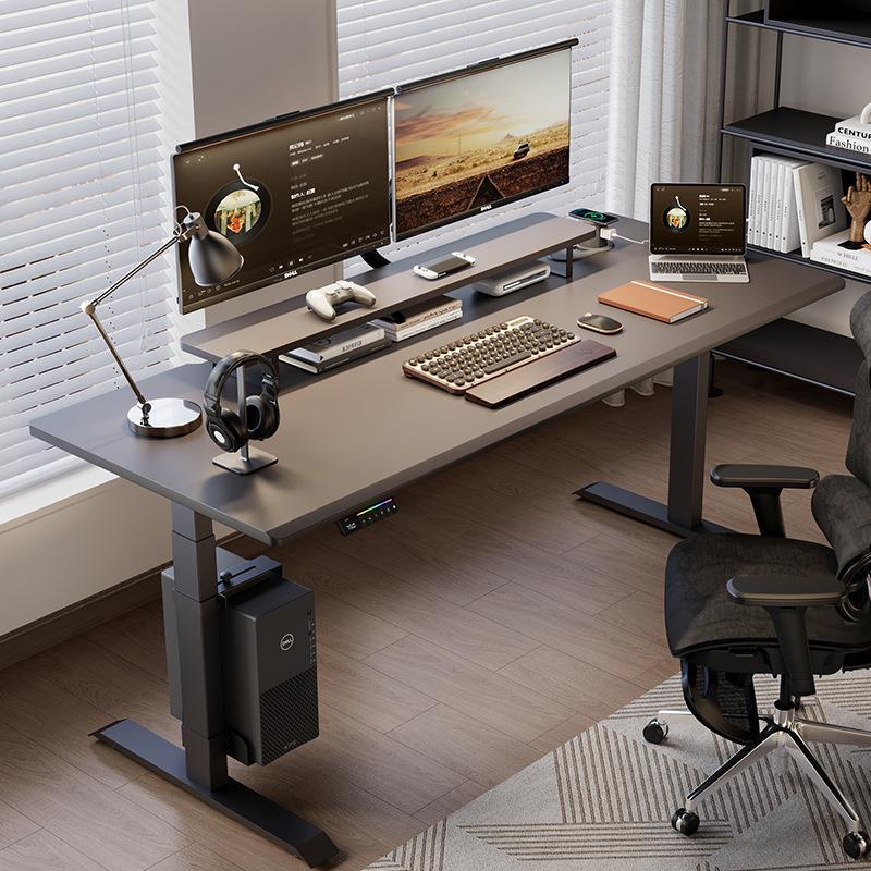 J^电动升降桌智能工作台式双人电竞桌办公桌书桌捷昌电脑桌W