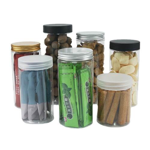 现货供应 75直径 塑品料瓶食磨 砂盖密封瓶花茶级坚果AVG包装罐
