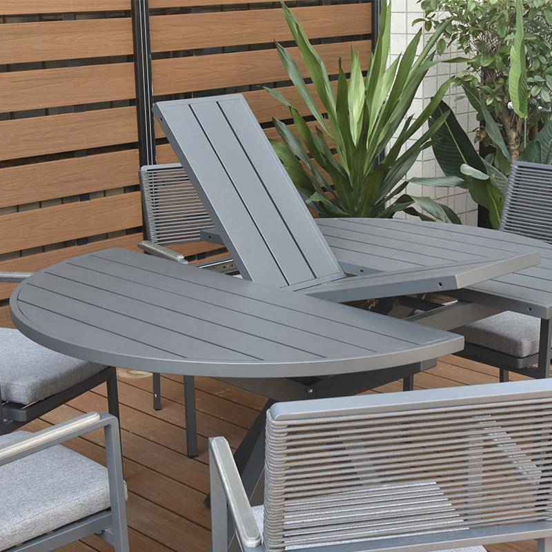 北啡欧户桌椅庭院组合休闲咖室厅外拉升圆桌阳台花外园塑木桌椅组