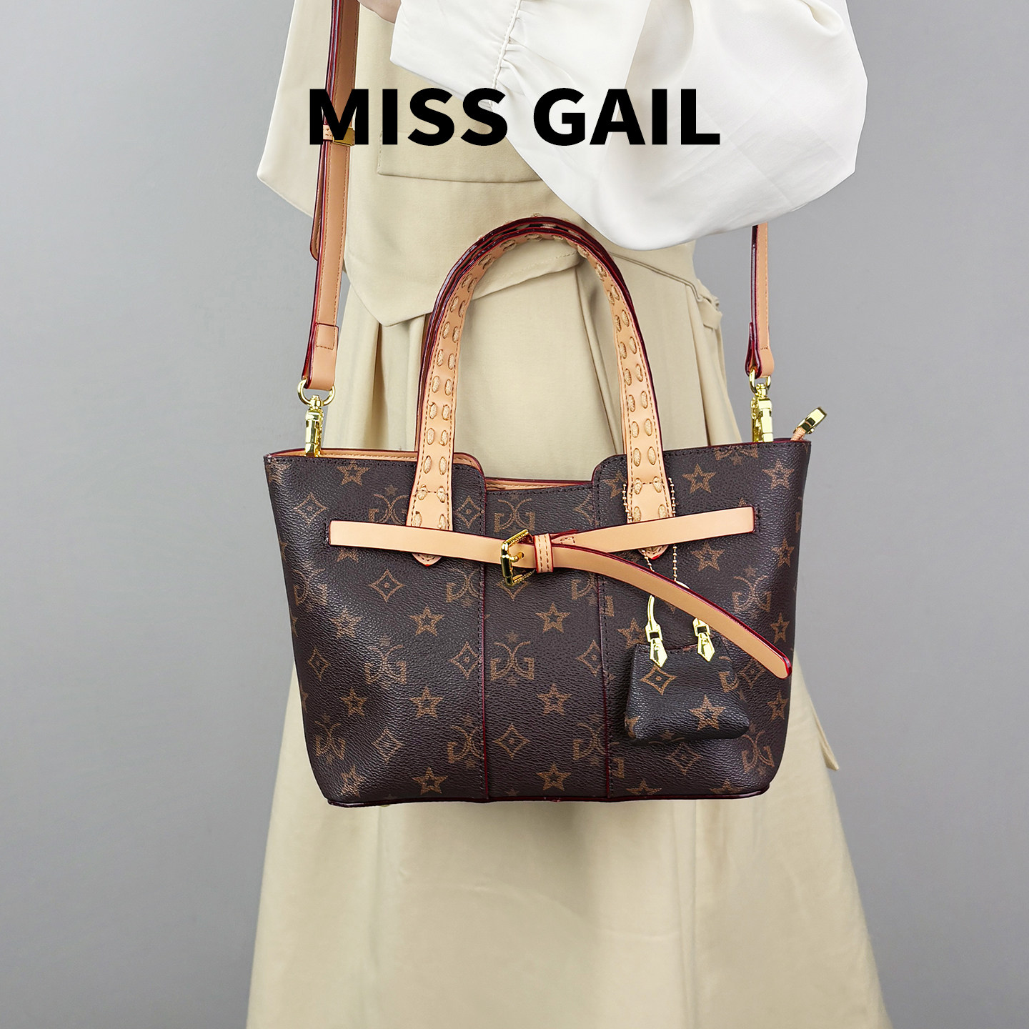 MissGail老花托特包女大容量2025新款单肩斜挎包日常通勤百搭包包