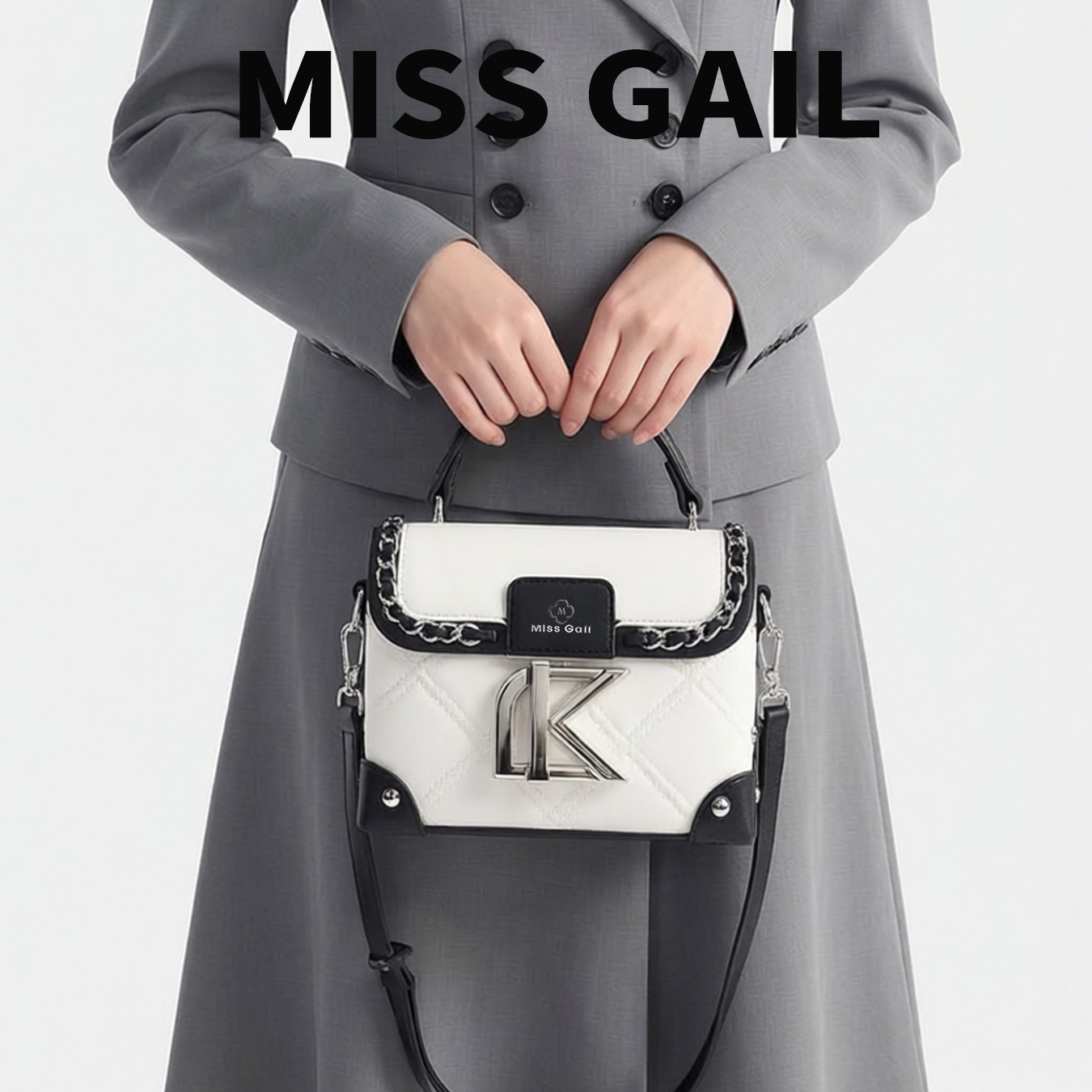 MISSGAIL撞色铆钉盒子包