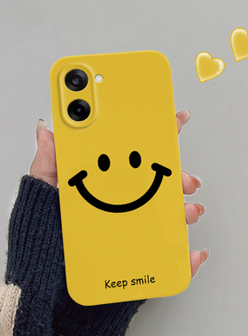简约黄色笑脸适用一加ACE5竞速版手机壳新款一加ACE5至尊版菲林硬壳镜头全包保护套ACE5男女生ins风时尚创意