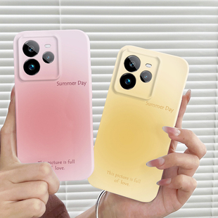 黄色渐变小清新适用realme真我GT7Pro手机壳GTNeo6se菲林硬壳GTNEO5/GTNeo2T/GTNEO3保护套女网红GT5Pro潮牌