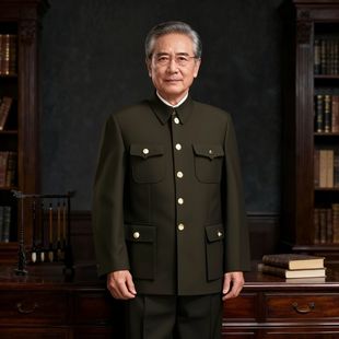 军绿色服装套装中山装中老年爸爸男士加棉加厚老人秋冬衣服爷爷装