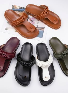 2025跨境夏季新款女士凉鞋外贸外穿时尚罗马平底夹拖女slippers