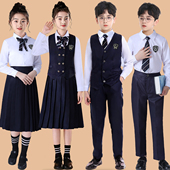 儿童朗诵演出服男女童马甲套装 礼服 初中小学生合唱表演服管乐正装
