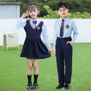 小学生大合唱演出服新蓝色连衣裙口才考级男女童爱国朗诵表演服装