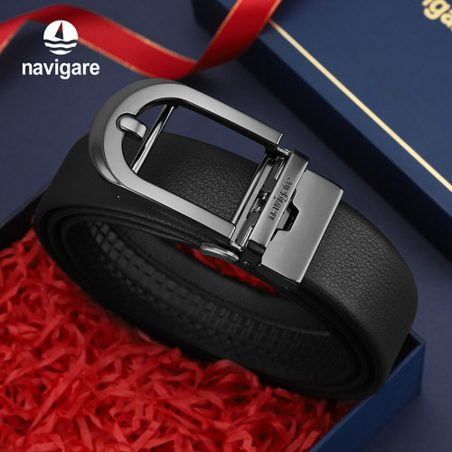 Navigare纳维凯尔意大利小帆船男真皮腰带自动扣男士头层牛皮皮带