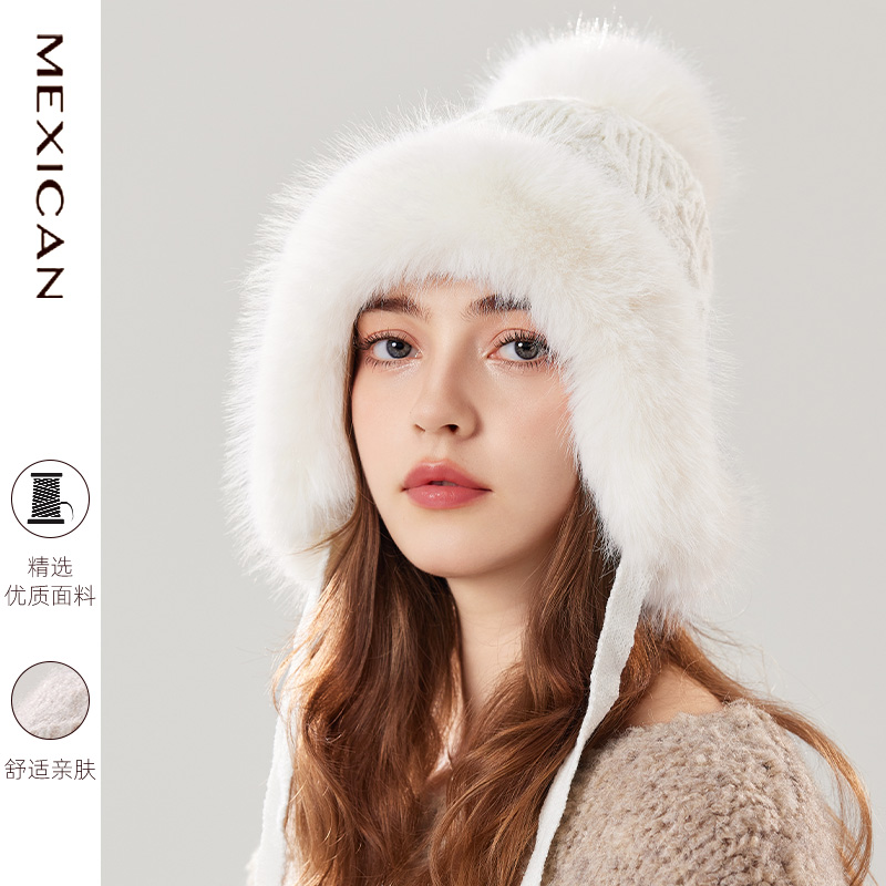 稻草人蒙古毛绒堆堆帽子女秋冬季保暖骑行加厚雷锋帽户外东北防风