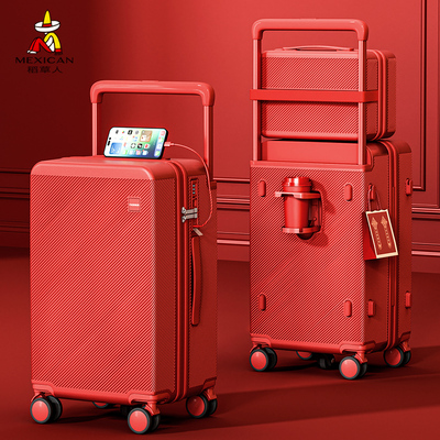 稻草人宽拉杆大容量行李箱女新娘结婚陪嫁箱红色拉杆箱喜箱子母箱